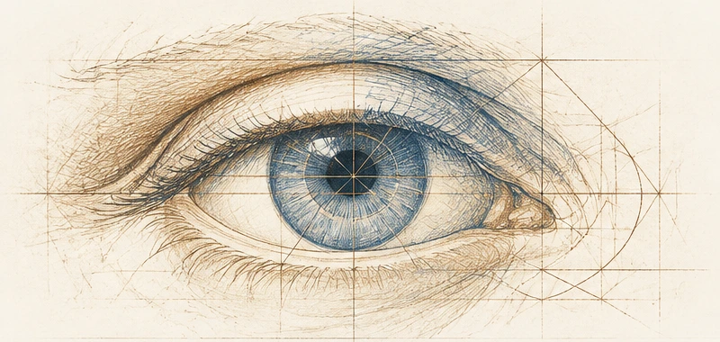 Illustration originale d’un œil dessiné, évoquant les études de la Renaissance